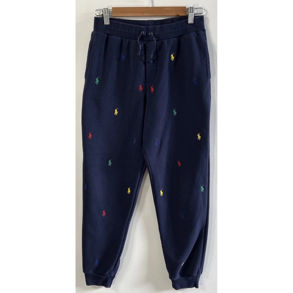 Boys POLO RALPH LAUREN AOP Logo Fleece Joggersโ Sz Large 14-16